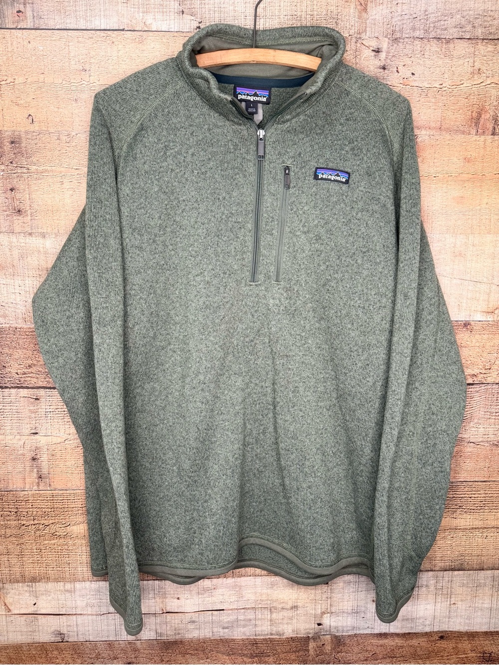 Patagonia Better Sweater Mens Size Large Green 1/4 Zip Pullover Fleece 25522